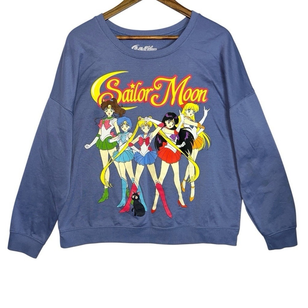 Sailor Moon Adult Long Sleeve Character Sweatshirt Blue Size L Graphic Anime‎